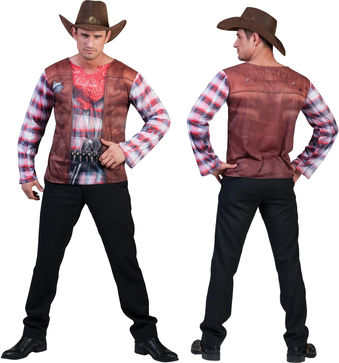 Cowboy & Cowgirl Kostuum | 3d T-Shirt Cowboy | Man | Maat 64 | Carnaval kostuum | Verkleedkleding